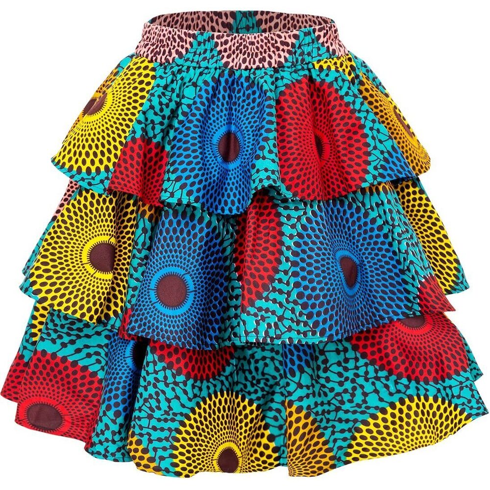 8062 African Print Skirt Ankara Skirts Dashiki Clothing XX-Large, Color D